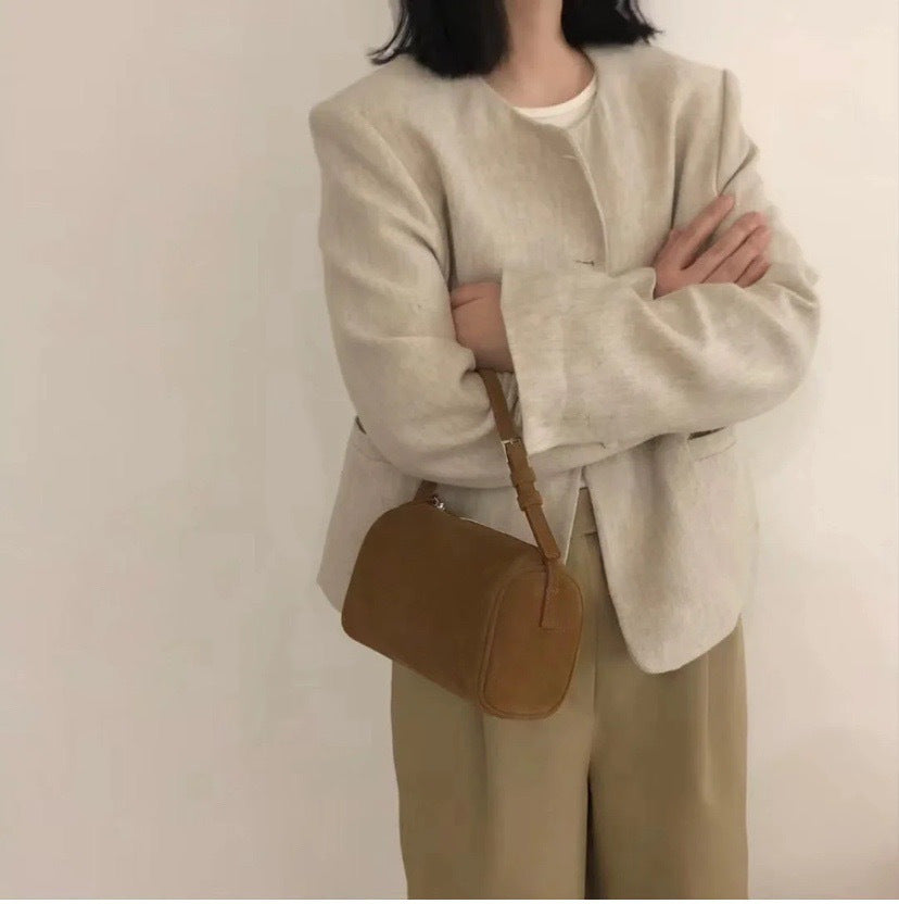 Mini Square Leather Handbag Underarm Bag 90s Style Furry Leather Pen Holder Bag Small Square Fashionable Women&#039;s
