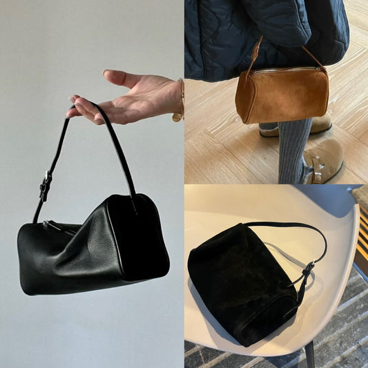 Mini Square Leather Handbag Underarm Bag 90s Style Furry Leather Pen Holder Bag Small Square Fashionable Women&#039;s